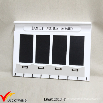 Family Notice Board Vintage White Hölzerne Wand Rack mit Blackboard